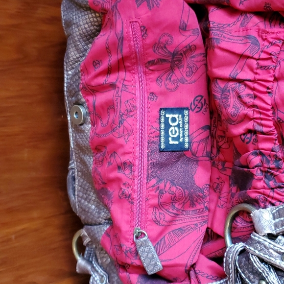 ECHO RED GOLF VINTAGE faux snakeskin pattern bucket purse - Picture 6 of 10